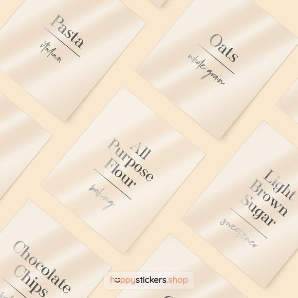 36 Labels • Silver S. Minimalist Pantry for Kitchen • Organization Pantry Labels - Picture 13 of 17